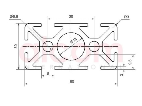 Profil aluminiowy konstrukcyjny 60x30 [8]