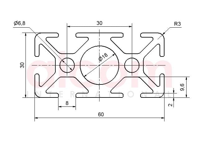 Profil aluminiowy konstrukcyjny 60x30 [8]