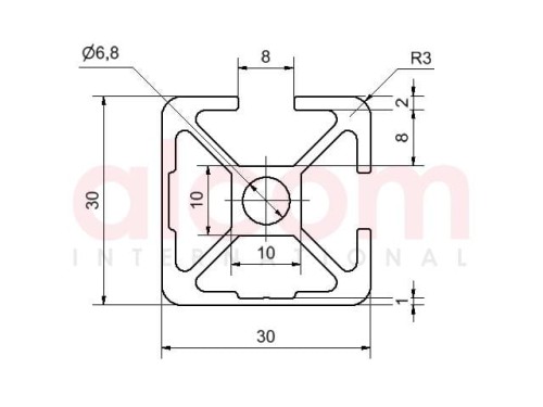 Profil aluminiowy konstrukcyjny 30x30 2N90 [8]