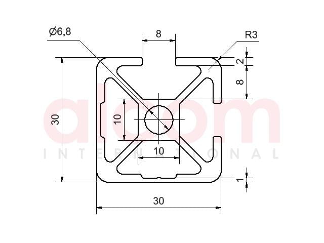 Profil aluminiowy konstrukcyjny 30x30 2N90 [8]