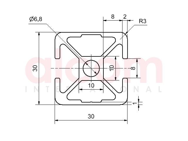 Profil aluminiowy konstrukcyjny 30x30 2N180 [8]
