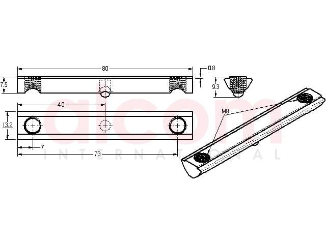Wpust przesuwny z podcięciem 2x M8x80mm rowek 8