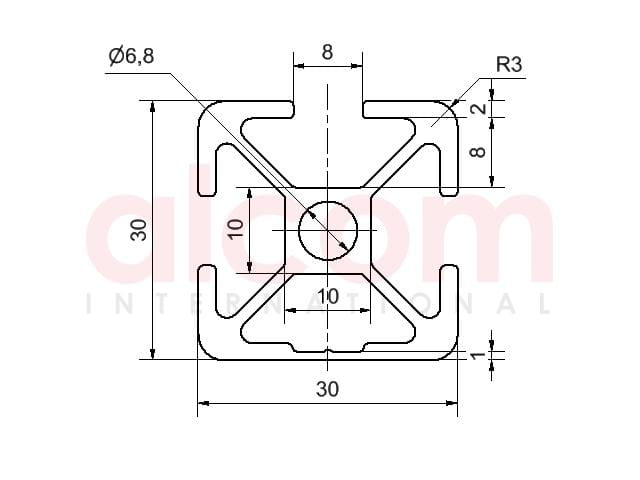 Profil aluminiowy konstrukcyjny 30x30 1N [8]