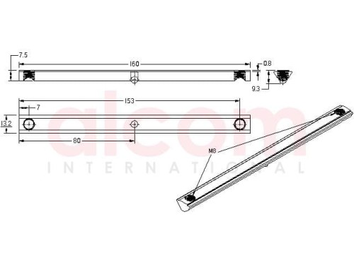Wpust przesuwny z podcięciem 2x M8x160mm rowek 8
