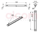 Wpust przesuwny z podcięciem 2x M8x120mm rowek 8