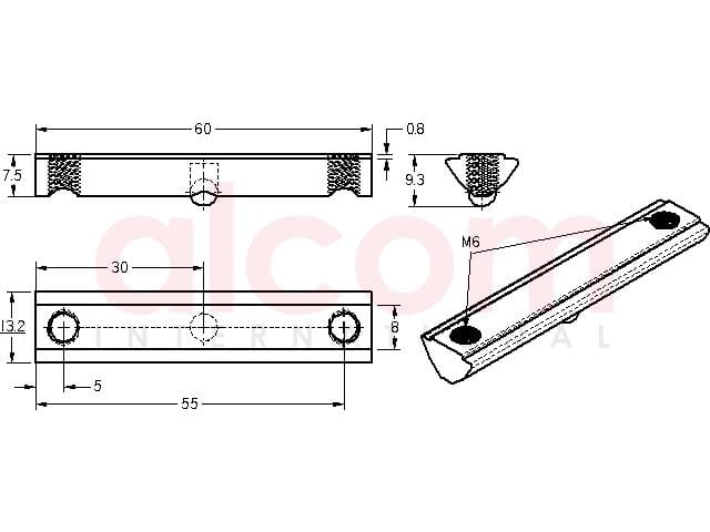 Wpust przesuwny z podcięciem 2x M6x60mm rowek 8