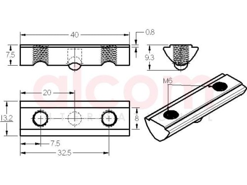 Wpust przesuwny z podcięciem 2x M6x40mm rowek 8