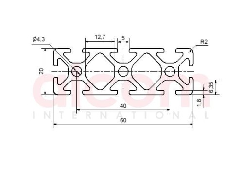 Profil aluminiowy konstrukcyjny 60x20 [5]