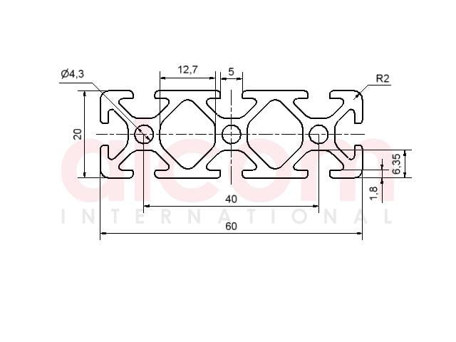 Profil aluminiowy konstrukcyjny 60x20 [5]