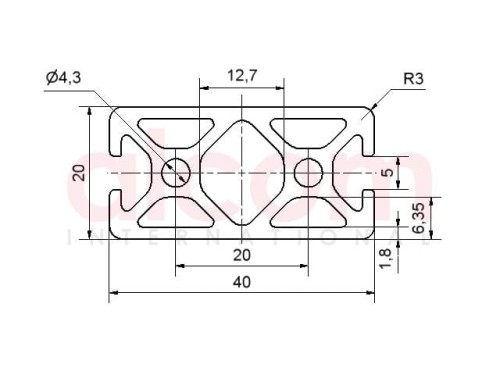 Profil aluminiowy konstrukcyjny 40x20 4N180° [5]