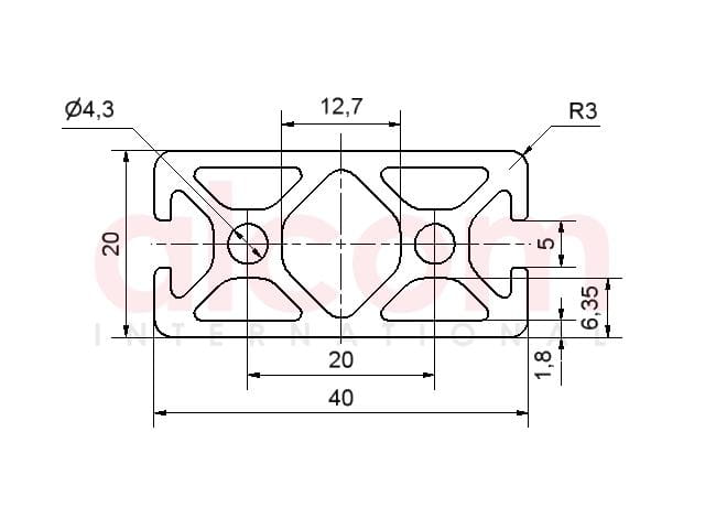 Profil aluminiowy konstrukcyjny 40x20 4N180° [5]