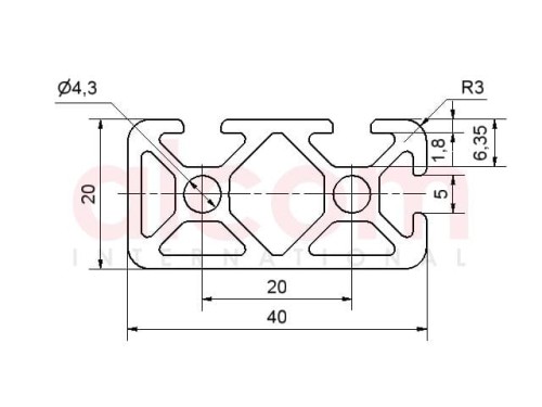 Profil aluminiowy konstrukcyjny 40x20 3N90° [5]