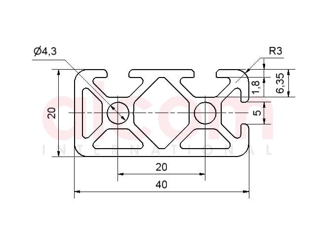 Profil aluminiowy konstrukcyjny 40x20 3N90° [5]