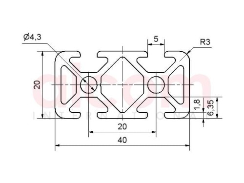 Profil aluminiowy konstrukcyjny 40x20 2N180° [5]