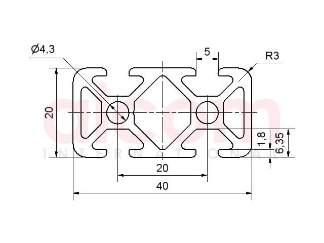 Profil aluminiowy konstrukcyjny 40x20 2N180° [5]
