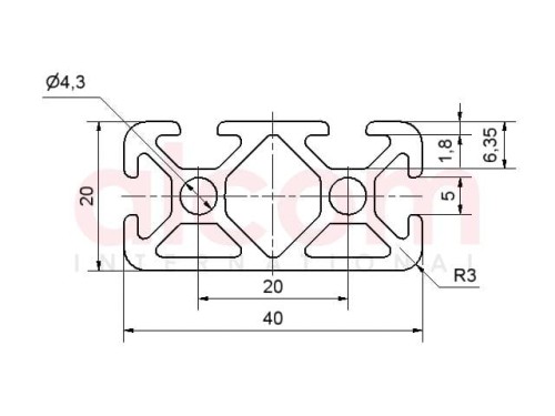 Profil aluminiowy konstrukcyjny 40x20 2N [5]