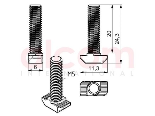 Śruba młoteczkowa M5x20
