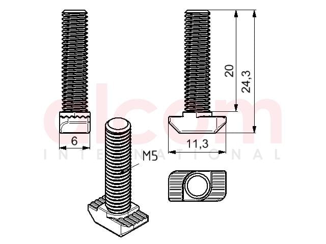 Śruba młoteczkowa M5x20
