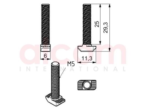 Śruba młoteczkowa M5x25
