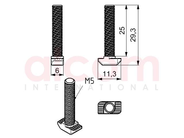 Śruba młoteczkowa M5x25