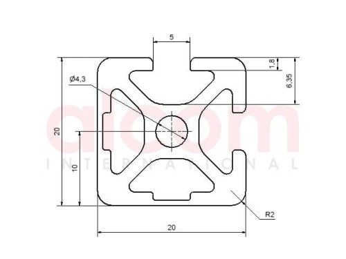 Profil aluminiowy konstrukcyjny 20x20 2N90° [5]
