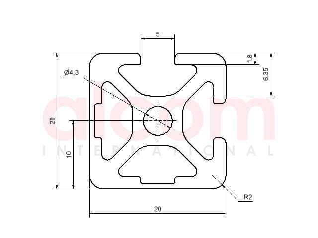 Profil aluminiowy konstrukcyjny 20x20 2N90° [5]