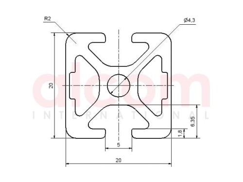 Profil aluminiowy konstrukcyjny 20x20 2N180° [5]
