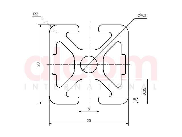 Profil aluminiowy konstrukcyjny 20x20 2N180° [5]