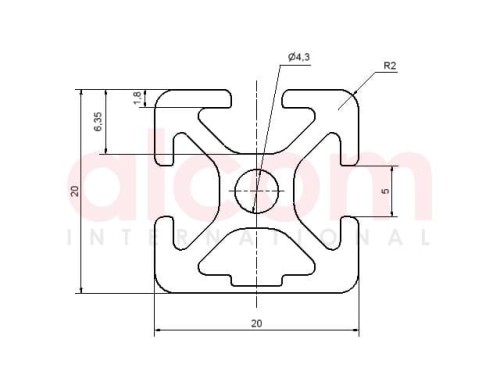 Profil aluminiowy konstrukcyjny 20x20 1N [5]