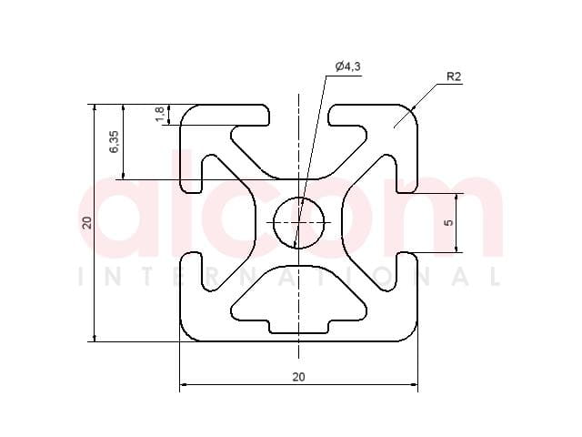 Profil aluminiowy konstrukcyjny 20x20 1N [5]