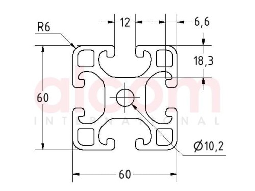 Profil aluminiowy konstrukcyjny 60x60 lekki [12]