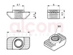 Nakrętka młoteczkowa M4 podcięcie 1,0mm rowek 6