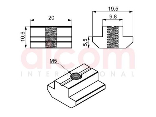 Wpust rowkowy M5, rowek 10