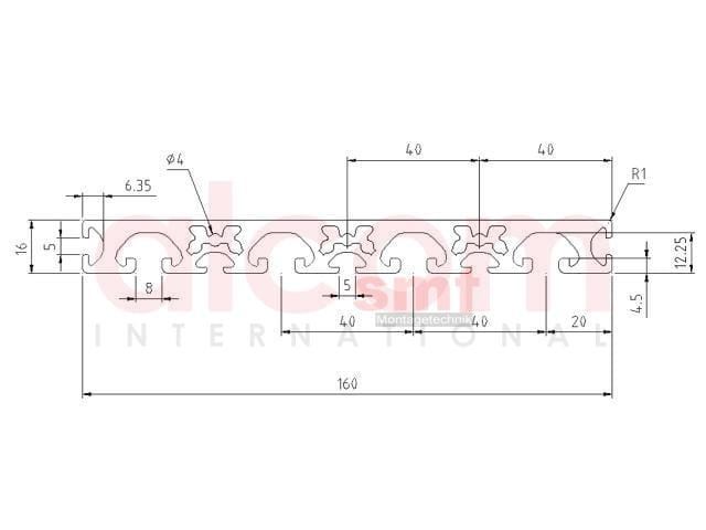 Profil aluminiowy konstrukcyjny 160x16 [8]