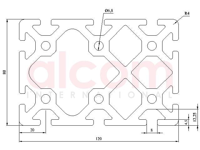 Profil aluminiowy konstrukcyjny 120x80 ciężki [8]