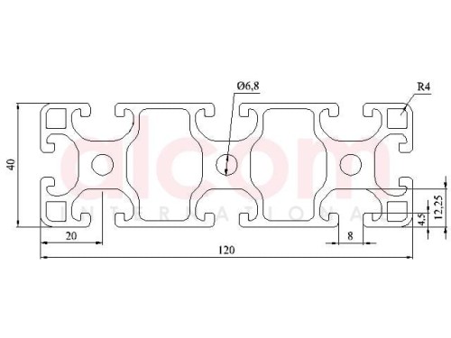 Profil aluminiowy konstrukcyjny 120x40 lekki [8]