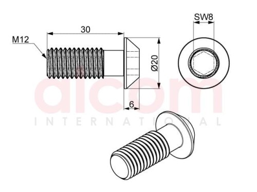 Śruba centralna M12x30