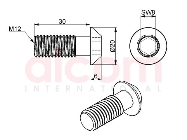 Śruba centralna M12x30