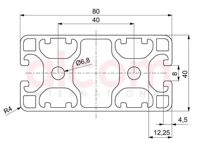 Profil aluminiowy 80x40 lekki 4N 180