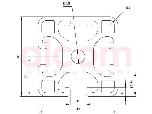 Profil aluminiowy konstrukcyjny 40x40 lekki 2N 90° [8]