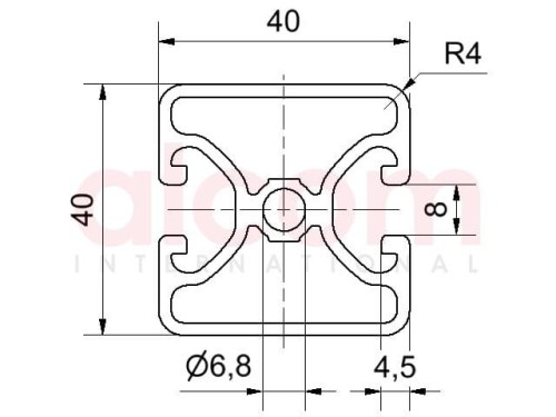 Profil aluminiowy konstrukcyjny 40x40 eco 2N 180° [8]