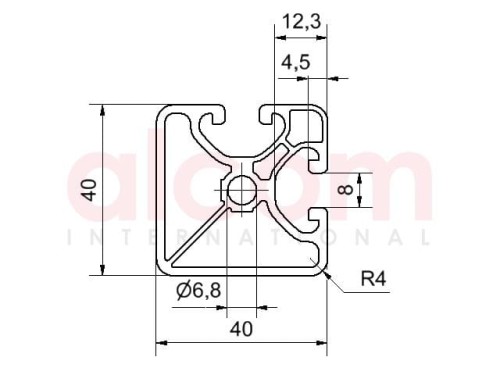 Profil aluminiowy konstrukcyjny 40x40 eco 2N 90° [8]