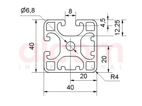 Profil 8 40x40 lekki 2N 90 czarny