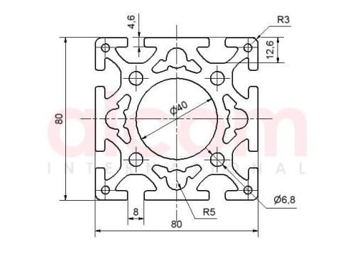 Profil aluminiowy konstrukcyjny 80x80 ciężki D40 [8]