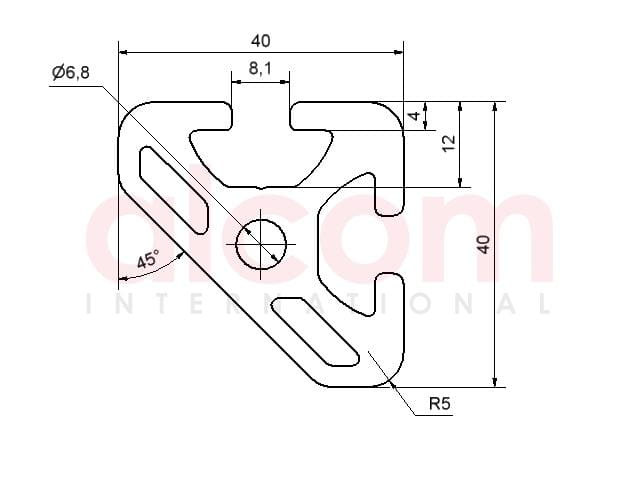 Profil aluminiowy konstrukcyjny 40x40-45° ciężki [8]
