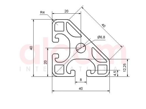 Profil aluminiowy konstrukcyjny 40x40-45° lekki [8]
