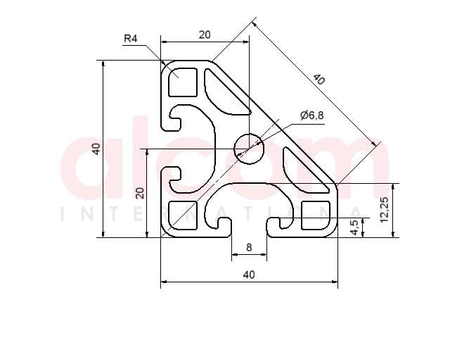 Profil aluminiowy konstrukcyjny 40x40-45° lekki [8]