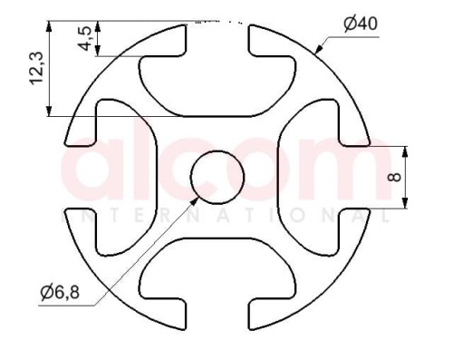 Profil aluminiowy konstrukcyjny D40 [8]