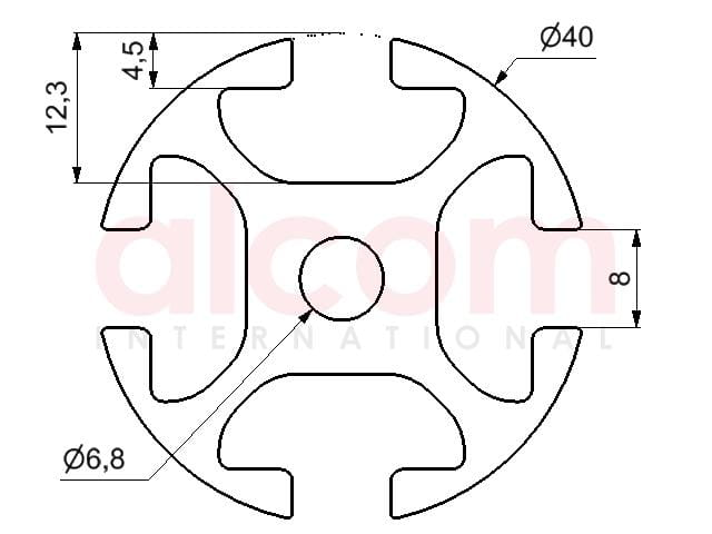 Profil aluminiowy konstrukcyjny D40 [8]