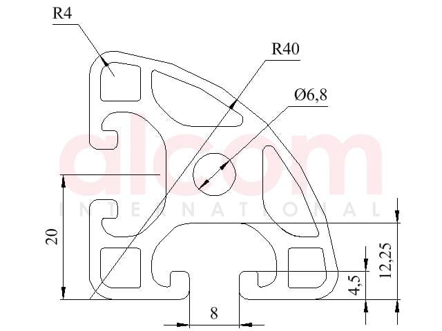 Profil aluminiowy konstrukcyjny R40-90° lekki [8]